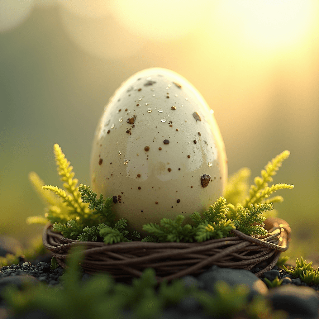 Ein intaktes Dinosaurier-Ei im Nest