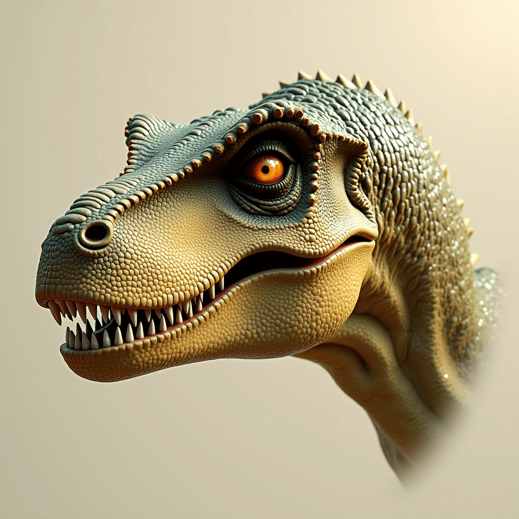 Kopf eines Tyrannosaurus Rex — mit der Lupe wird der Schädel sichtbar