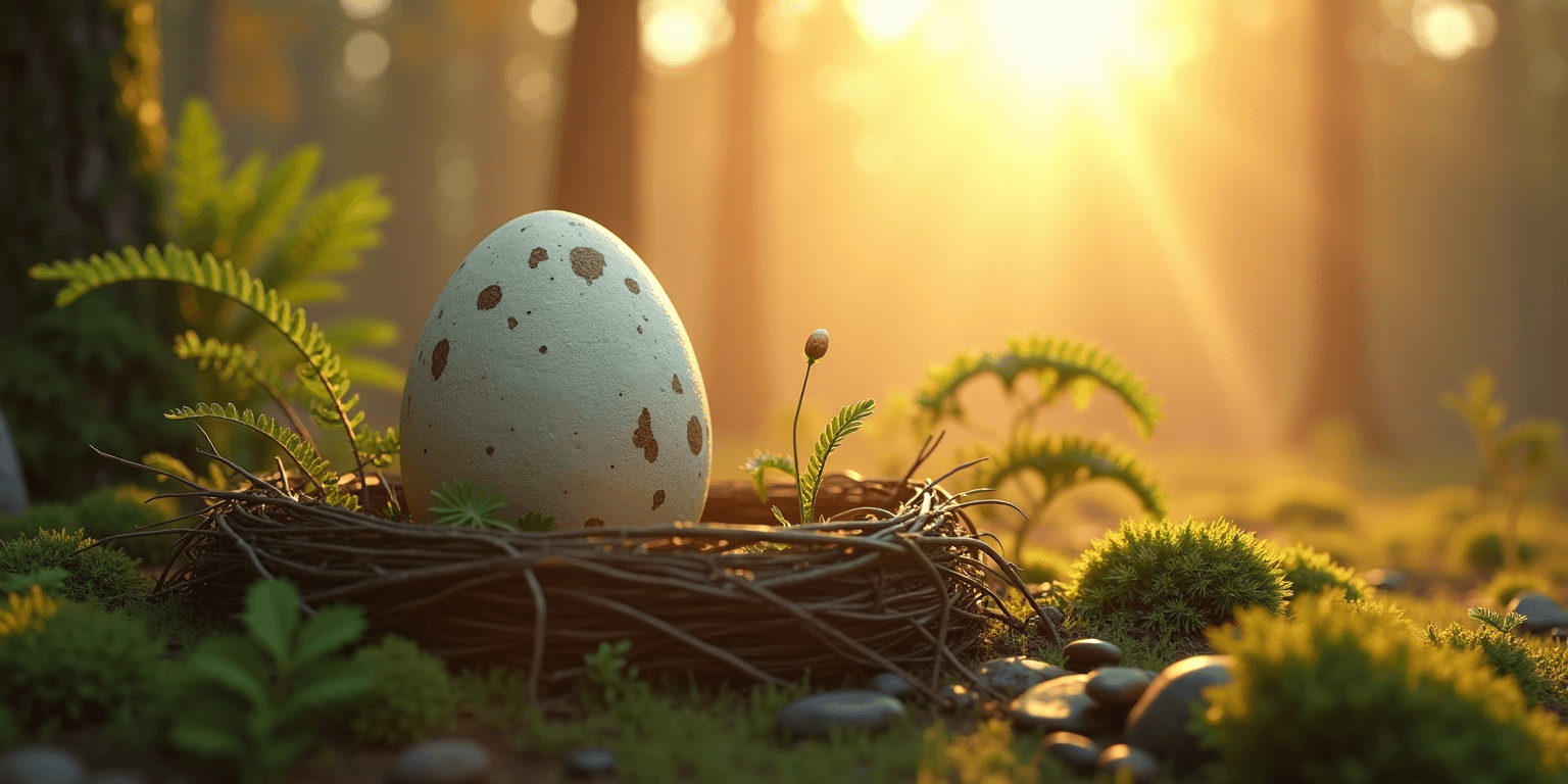 Ein Dinosaurier-Ei im Nest, Morgenlicht