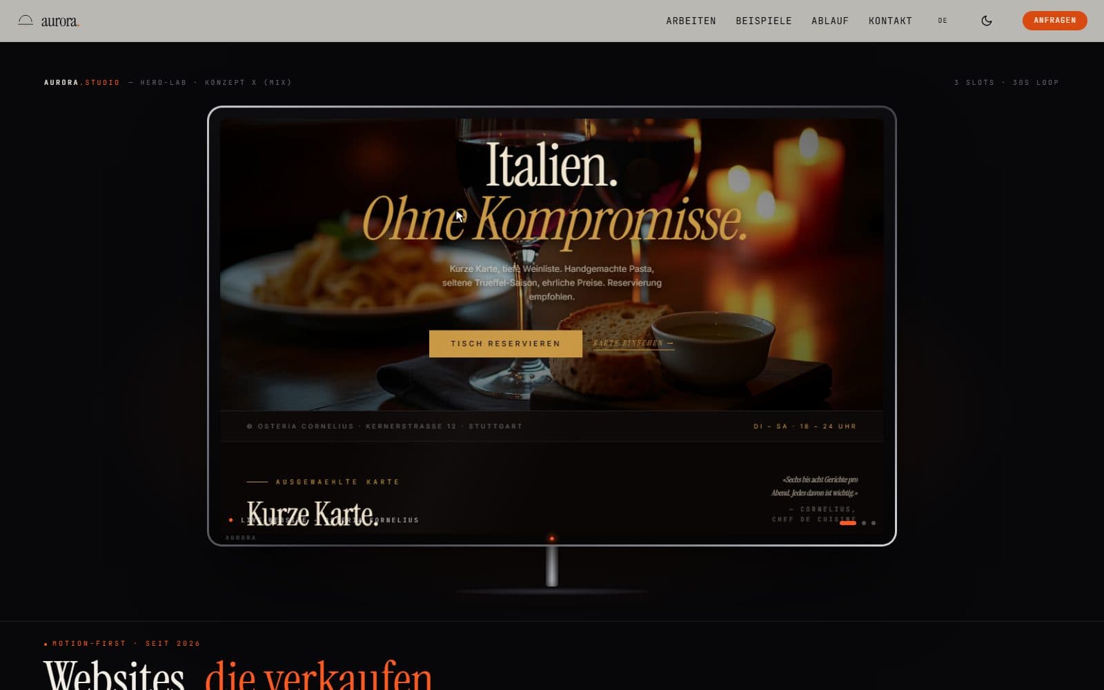 Aurora Showcase: Startseite